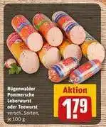 REWE Rügenwalder Pommersche Leberwurst oder Teewurst Angebot