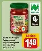 REWE REWE Bio + vegan Tomatensauce Vegane Bolognese Angebot