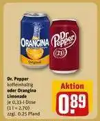 REWE Dr. Pepper koffeinhaltig oder Orangina Limonade Angebot