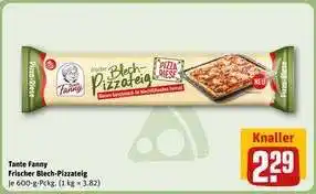 REWE Tante Fanny frischer Blech-Pizzateig Angebot