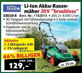 Norma Li-Ion Akku-Rasenmäher 20V „brushless“ Angebot