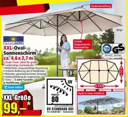 Norma XXL-Oval-Sonnenschirm ca. 4,6 x 2,7 m Angebot