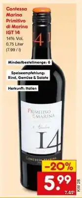 Netto Marken-Discount Contessa Marina Primitivo di Marina IGT 14 Angebot