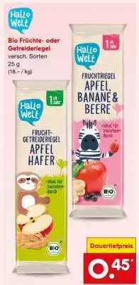 Netto Marken-Discount Bio Früchte- oder Getreideriegel Angebot
