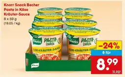 Netto Marken-Discount Knorr Snack Becher Pasta in Käse Kräuter-Sauce Angebot