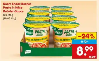 Netto Marken-Discount Knorr Snack Becher Pasta in Käse Kräuter-Sauce Angebot