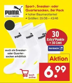 Netto Marken-Discount Sport-, Sneaker- oder Quartersocken, 3er Pack Angebot