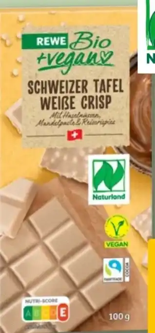 REWE Rewe Bio vegan Schweizer Tafel Weiße Criisp Angebot