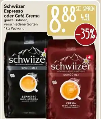 WEZ Schwiizer Espresso oder Café Crema 1kg Angebot