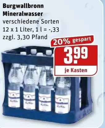 REWE Center Burgwallbronn Mineralwasser 12 x 1 liter Angebot