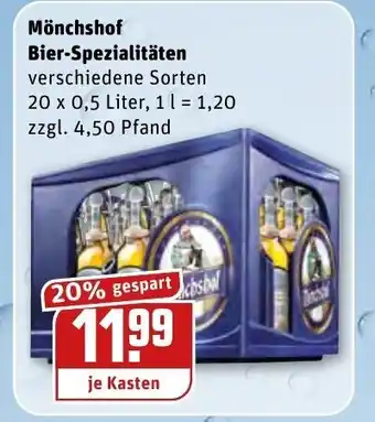 REWE Center Mönchshof Bier Spezialitäten 20 x 0,5 liter Angebot