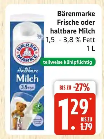 Marktkauf Bärenmarke frische oder haltbare milch Angebot