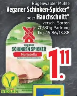 Edeka Rügenwalder Mühle Veganer Schinken-Spicker oder Hauchschnitt Angebot