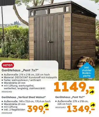 Globus Baumarkt keter Gerätehaus „,Vertical Shed Walnut❝ Angebot
