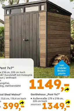 Globus Baumarkt keter Gerätehaus „Pent 9x7" Angebot