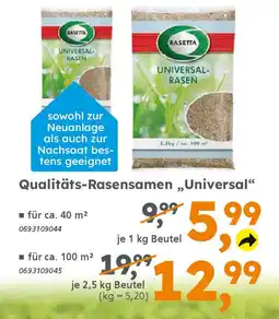 Globus Baumarkt RASETTA Qualitäts-Rasensamen „Universal" Angebot