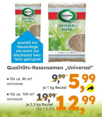 Globus Baumarkt RASETTA Qualitäts-Rasensamen „Universal" Angebot
