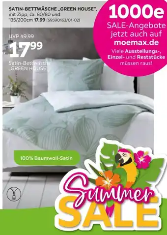 Mömax Satin-Bettwäsche „GREEN HOUSE" Angebot