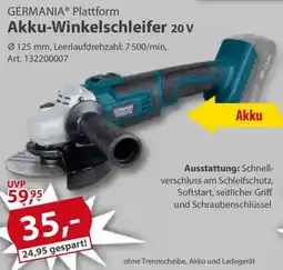 Sonderpreis Baumarkt GERMANIA Plattform Akku-Winkelschleifer 20 V Angebot