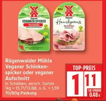 Elli Markt Rügenwalder Mühle Veganer Schinken- spicker oder veganer Aufschnitt Angebot