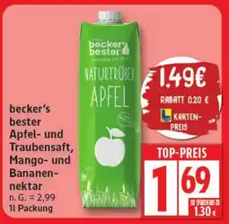 Elli Markt becker's bester Apfel- und Traubensaft, Mango- und Bananennektar Angebot