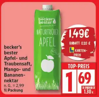 Elli Markt becker's bester Apfel- und Traubensaft, Mango- und Bananennektar Angebot