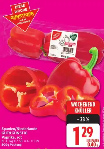 Elli Markt GUT&GÜNSTIG Paprika, rot Angebot