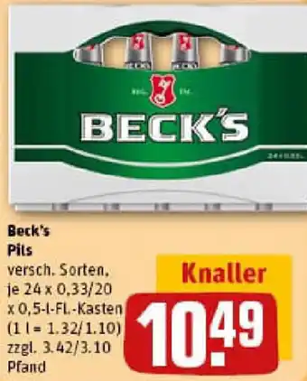 REWE Beck's Pils Angebot