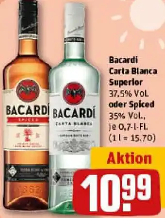 REWE Bacardi Carta Blanca Superior oder Spiced Angebot