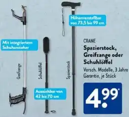 Aldi Süd CRANE Spazierstock, Greifzange oder Schuhlöffel Angebot