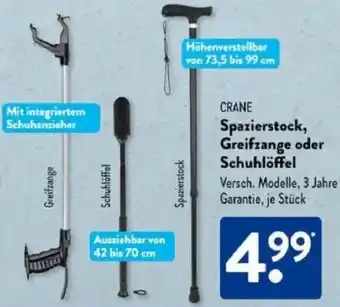 Aldi Süd CRANE Spazierstock, Greifzange oder Schuhlöffel Angebot