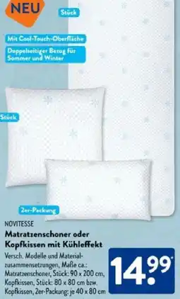 Aldi Süd NOVITESSE Matratzenschoner oder Kopfkissen mit Kühleffekt Angebot