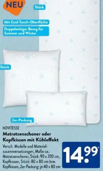 Aldi Süd NOVITESSE Matratzenschoner oder Kopfkissen mit Kühleffekt Angebot