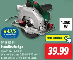 Lidl PARKSIDE Handkreissäge Angebot