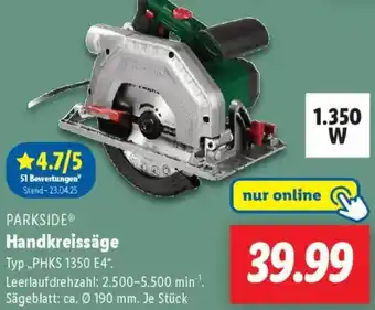 Lidl PARKSIDE Handkreissäge Angebot