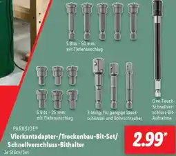 Lidl PARKSIDE Vierkantadapter-/Trockenbau-Bit-Set/ Schnellverschluss-Bithalter Angebot