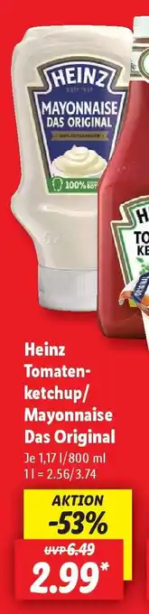 Lidl Heinz Tomatenketchup/ Mayonnaise Das Original Angebot
