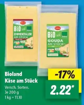Lidl Bioland Käse am Stück Angebot