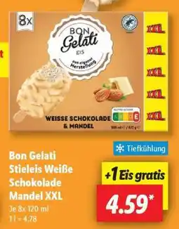 Lidl Bon Gelati Stieleis Weiße Schokolade Mandel XXL Angebot