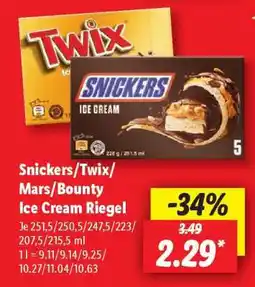 Lidl Snickers/Twix/Mars/Bounty Ice Cream Riegel Angebot