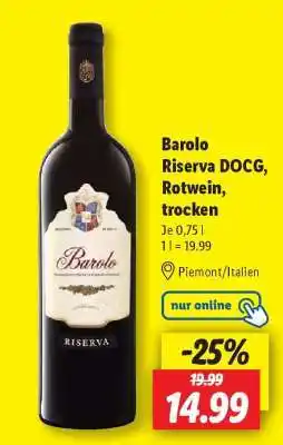 Lidl Barolo Riserva DOCG, Rotwein, trocken Angebot