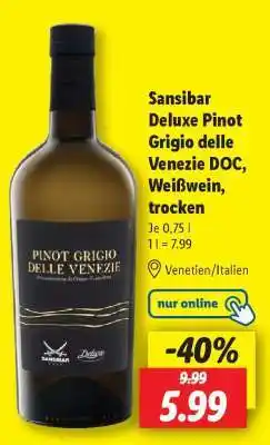 Lidl Sansibar Deluxe Pinot Grigio delle Venezie DOC, Weißwein, trocken Angebot