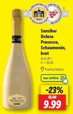Lidl Sansibar Deluxe Prosecco, Schaumwein, brut Angebot