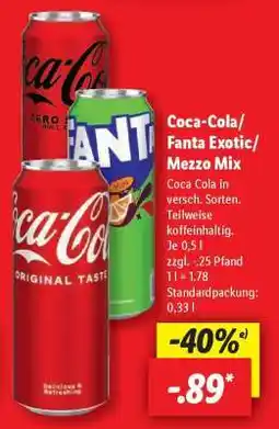 Lidl Coca-Cola/ Fanta Exotic/ Mezzo Mix Angebot