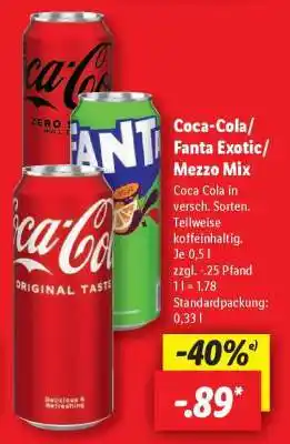 Lidl Coca-Cola/ Fanta Exotic/ Mezzo Mix Angebot