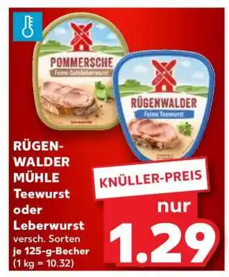 Kaufland RÜGENWALDER MÜHLE Teewurst oder Leberwurst Angebot
