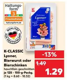 Kaufland K-CLASSIC Lyoner, Bierwurst oder Bierschinken Angebot