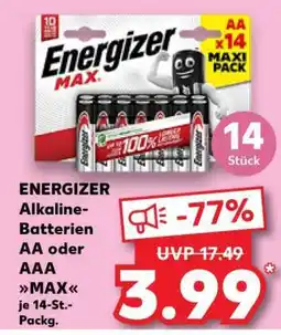 Kaufland ENERGIZER Alkaline-Batterien AA oder AAA MAX je 14-St.-Packg Angebot