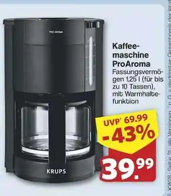 Famila Nord Ost Kaffeemaschine ProAroma Angebot