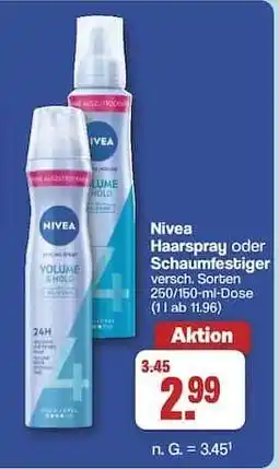 Famila Nord Ost NIVEA Haarspray oder Schaumfestiger Angebot